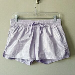 ZYIA Active Lilac Shine Bomber Shorts Purple Size Medium Lined Running *Flaw